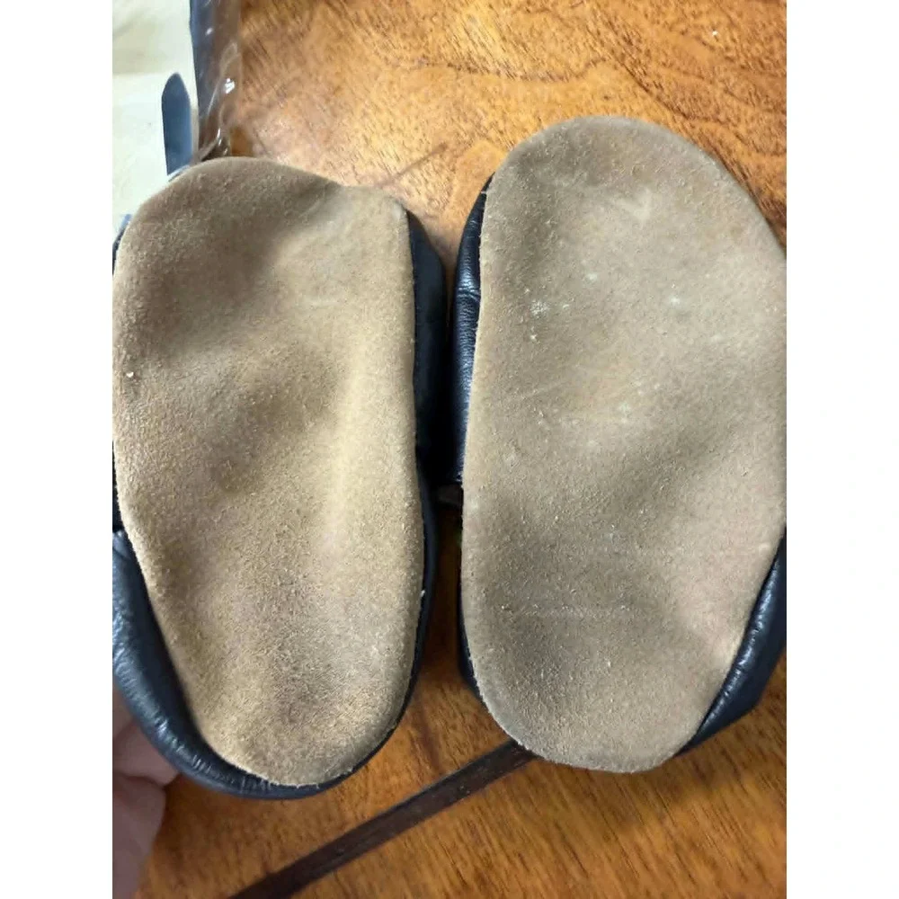 Robeez 18-24 Months Monster Alien Soft Sole Leather Baby Shoes Navy Blue